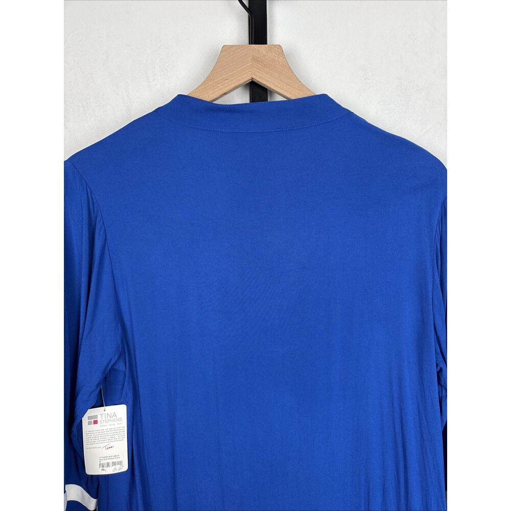 NEW Tina Stephens Tina 3/4 Sleeve Tunic Size Medium Cobalt Blue Nautical Coastal - Picture 7 of 12